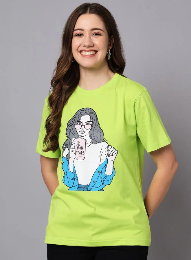 تايك تو تيشيرت نسائي واسع بطبعة جرافيك خضراء من ذا دراي ستيت