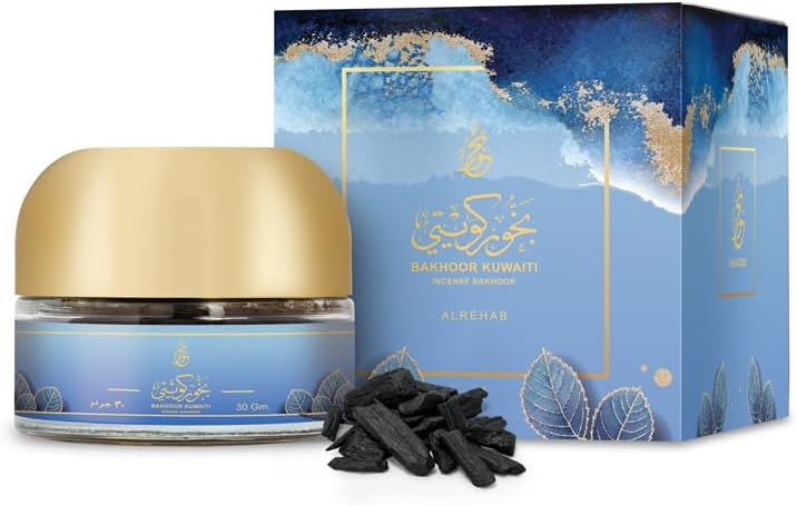 بخور الكويتي من الريحاب (30 جرام) - الإصدار الجديد - بخور عود خشب فائق الكثافة - موزع عطر بتصميم الخشب الأزرق - عطر للمنزل والمكتب