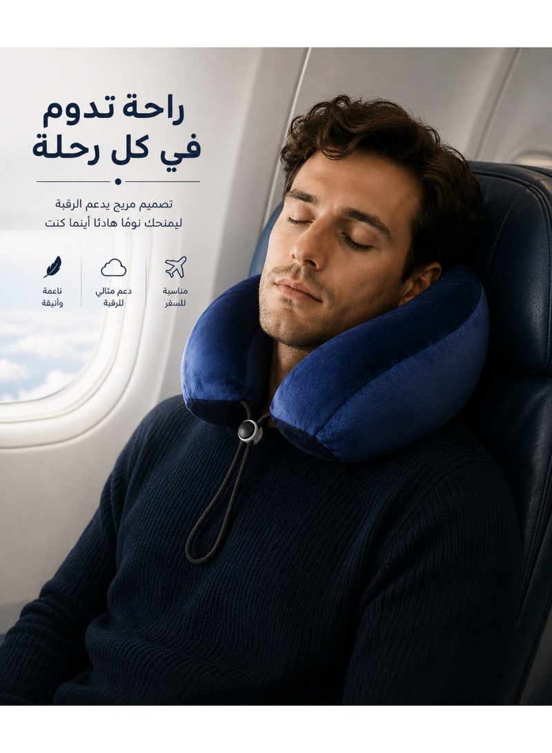 Memory Foam Neck Support Pillow with Soft Velvet Fabric, Ergonomic Design for Airplane, Car and Train Travel, Lightweight and Portable - Image 5