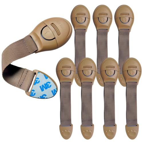 KidDough Furniture Safety Locks for Kids, Child Safety Locks for Drawers, Cabinets, Fridge, Cupboard Lock, Baby Proofing Product, Strong and Adhesive Safety Locks (Beige, 8 Beige Locks) - Image 1