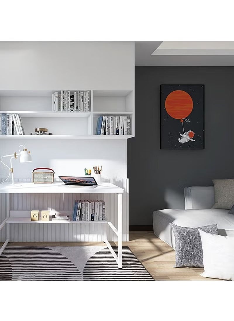Stubborn Computer desk with storage space, suitable for bedroom writing and home office work study desk, metal frame, white 120 x 55 x 73cm  - Image 5