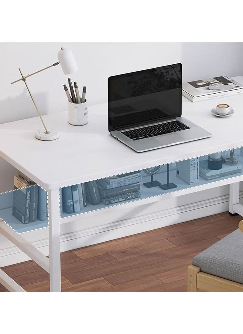 Stubborn Computer desk with storage space, suitable for bedroom writing and home office work study desk, metal frame, white 120 x 55 x 73cm  - Image 3