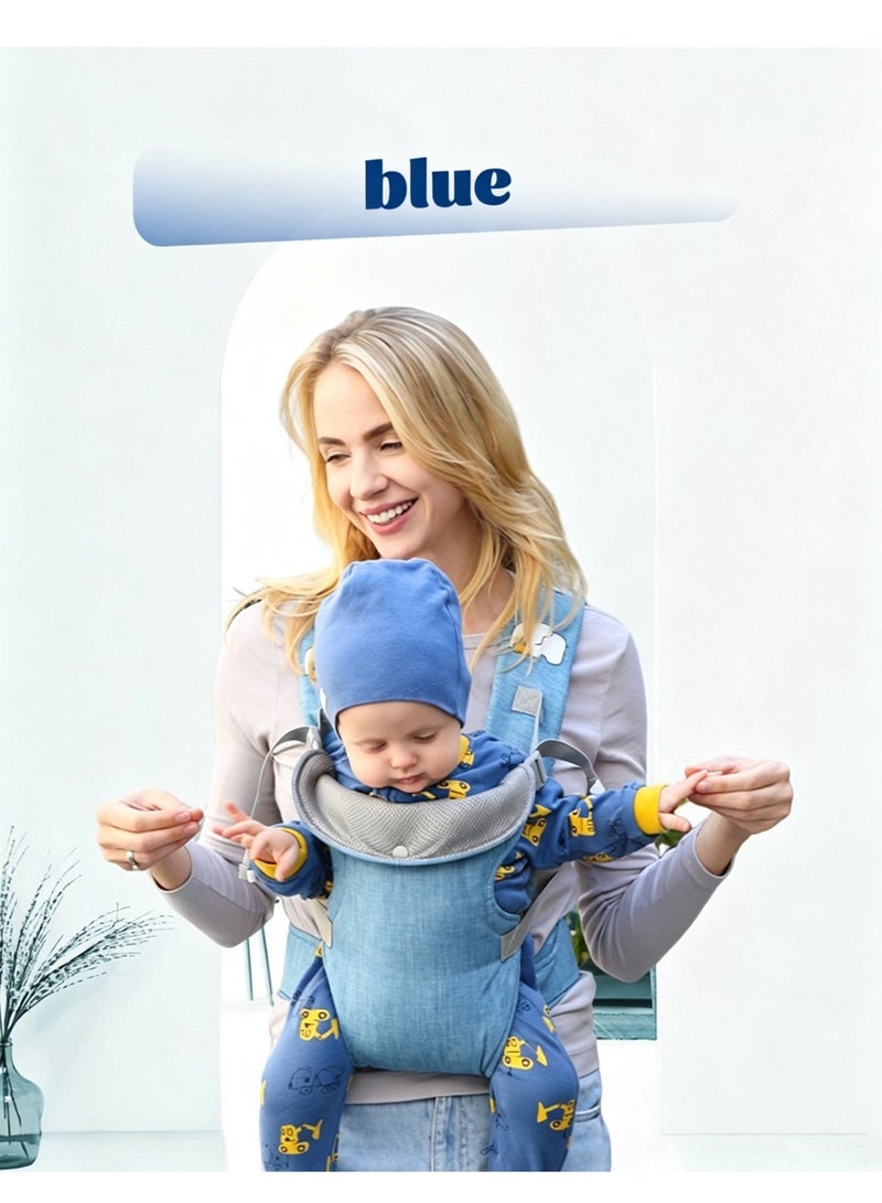 4-In-1 Advanced Convertible Baby Carrier,8 Kg to 36 Kg Baby Strap Waist Carrier for walking Shopping Trip Hiking ,Adjustable Size & Suitable for 0-36 Months Baby,Blue - Image 1