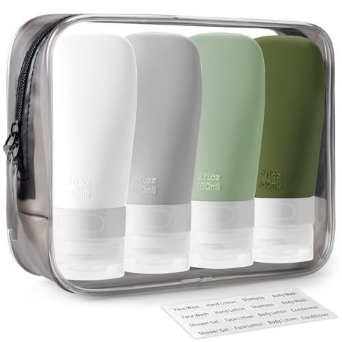 INSFIT Travel Bottles for Toiletries, TSA Approved 2oz Travel Size Bottles Leak Proof Travel Containers for Toiletries, BPA Free Refillable Travel Accessories for Shampoo Body Wash Liquids Green - Image 1