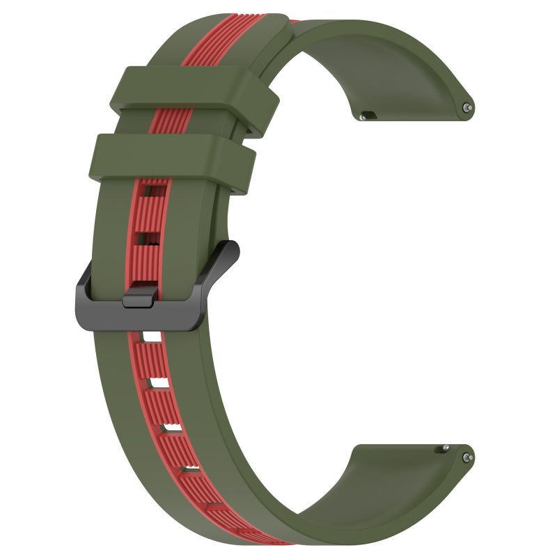 erorex For Samsung Galaxy Watch 46Mm 22Mm Vertical Two-Color Silicone Watch Band(Army Green+Red) - Image 2