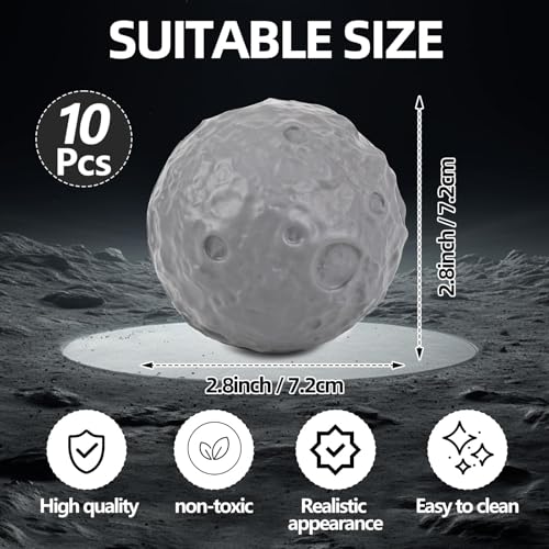 HSLCGF 10 Pack Moon Stress Balls 28 inch Hand Muscle Exercise Pressure Ball Soft Foam Stress Relief Anxiety Fidget Relief Squeeze Ball for Student Adult School Office Festivals Gifts Grey 10 - Image 5