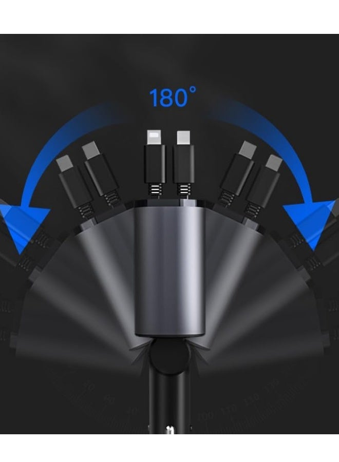 Chase Up Retractable Car Charger, 4 in 1 Fast Car Phone Charger 60W, Retractable Cables and USB Car Charger,Compatible with iPhone 15/14/13/12/11,Galaxy (1Lightning 1TypeC) - Image 4