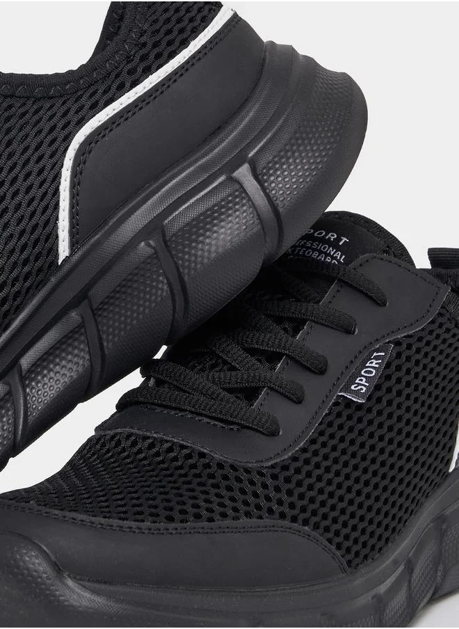 Styli Breathable Knitted Lace Up Sneakers
