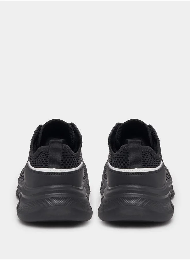 Styli Breathable Knitted Lace Up Sneakers