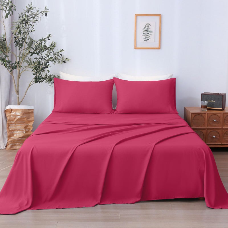 Lonava Twin Sheet Set 3 قطع 3 أرجوانيون ريد فوليترا ناعمة وملاءات ميكروبفير 1600 الخيط العد الفند - Image 1
