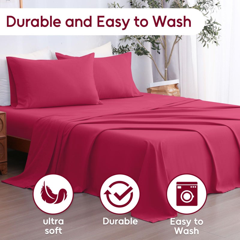 Lonava Twin Sheet Set 3 قطع 3 أرجوانيون ريد فوليترا ناعمة وملاءات ميكروبفير 1600 الخيط العد الفند - Image 2