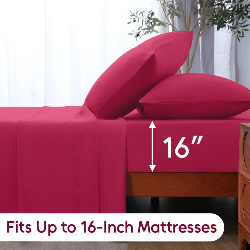 Lonava Twin Sheet Set 3 قطع 3 أرجوانيون ريد فوليترا ناعمة وملاءات ميكروبفير 1600 الخيط العد الفند - Image 5