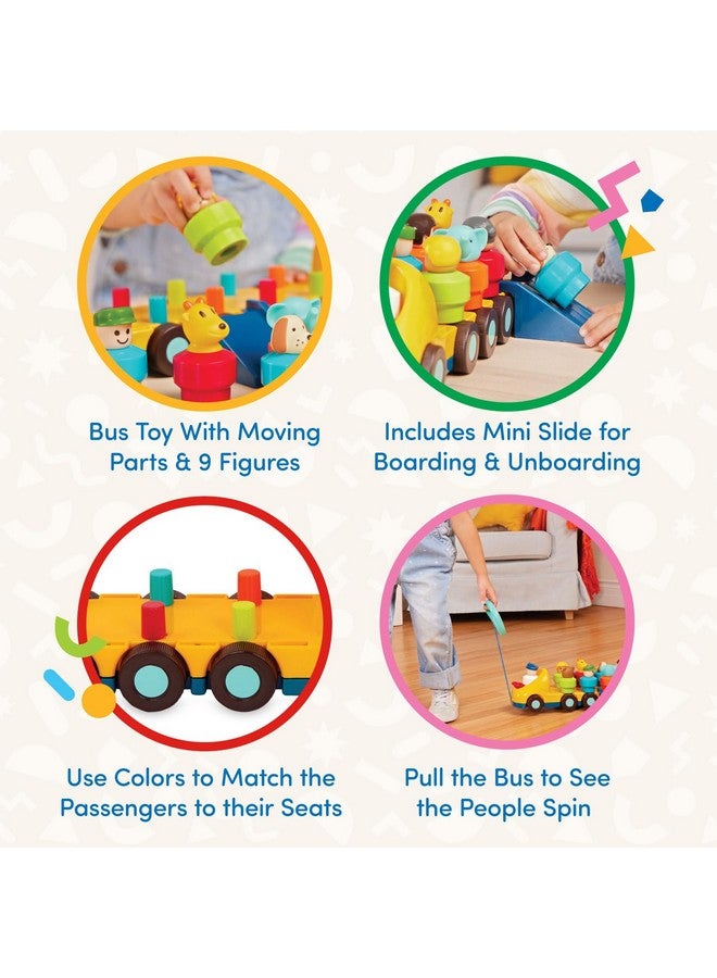 Battat - Toy Bus for Toddlers - Bus Toy with Moving Parts & 9 Figures - Developmental Toy for Babies - Spinning Bus - 18 Months + - Spinning Bus - Image 3