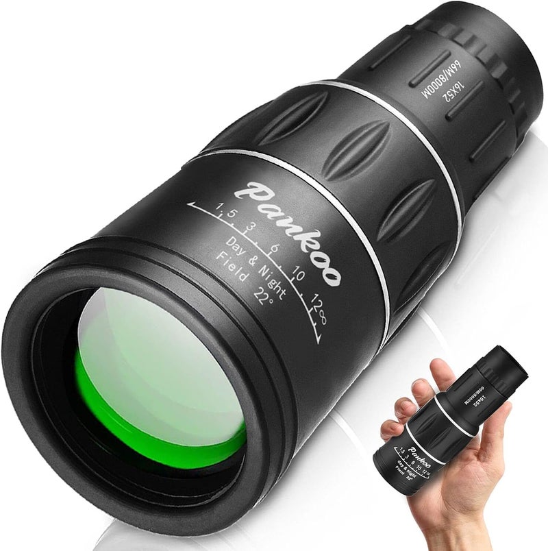 Pankoo 16X52 Monocular Telescope, High Power Prism Compact Monoculars for Adults Kids HD Monocular Scope for Bird Watching Hiking Concert Travelling - Image 1