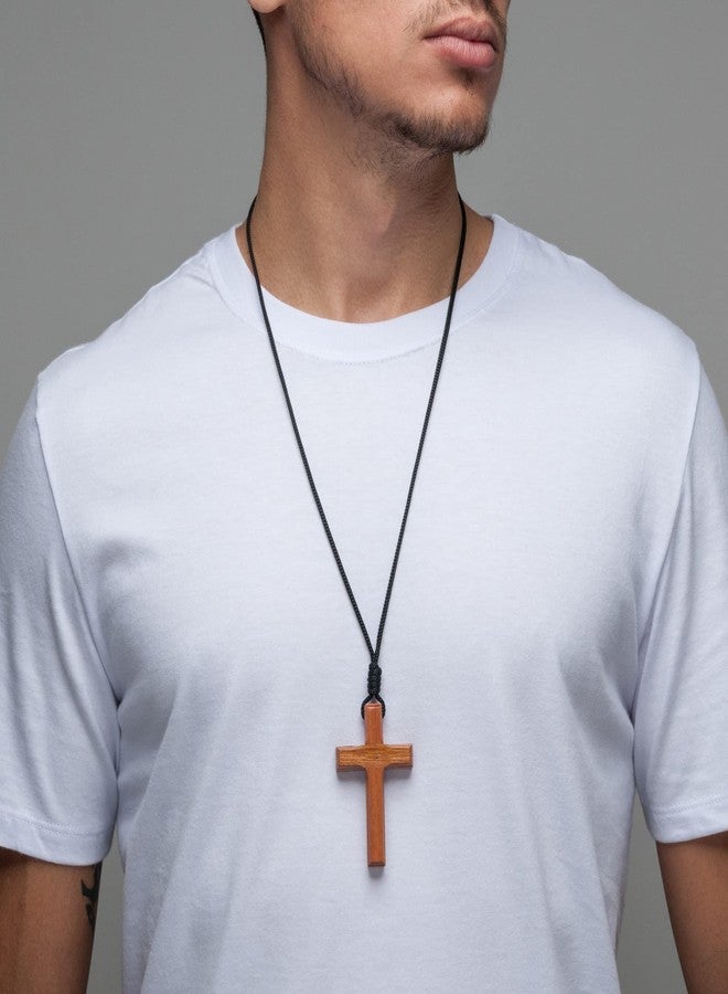 Intercession Wood Cross Crucifix on Cord (2.75 Inches) - Image 3