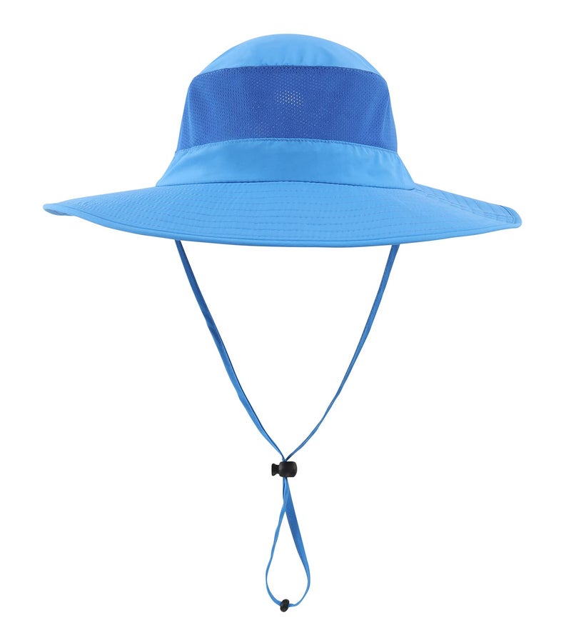 Home Prefer Outdoor UPF50+ Mesh Sun Hat Wide Brim Fishing Hat with Neck Flap (Blue) - Image 2
