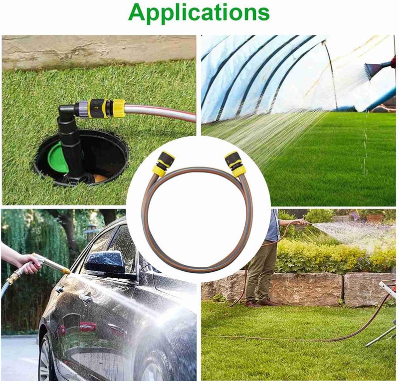 LitOrange Hose Connection Set, Hose Pipe Fitting Connection Kit including 1.5M 4-layer PVC Pipe, 2 x 1/2" Hose End Quick Connectors, for Irrigation, Car Wash, Gardening,Pet - Image 5