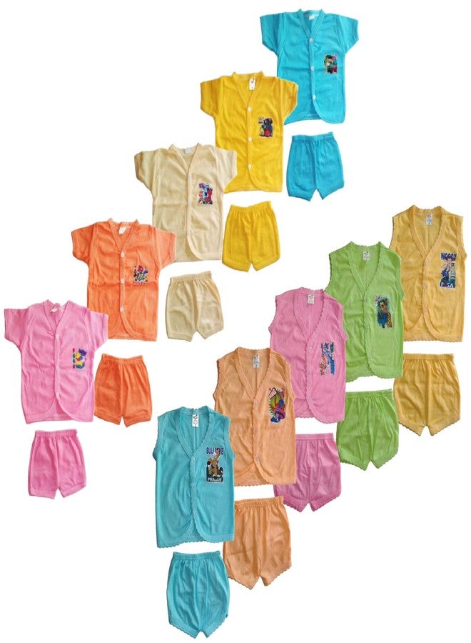 SR CREATIONS Fashion Baby's Poly Cotton T-Shirt and Shorts Combo Set Multicolour 0-6 Months Pack of 10 - Image 1
