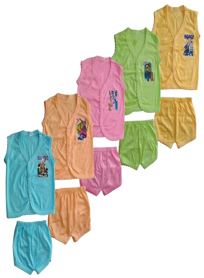 SR CREATIONS Fashion Baby's Poly Cotton T-Shirt and Shorts Combo Set Multicolour 0-6 Months Pack of 10 - Image 2