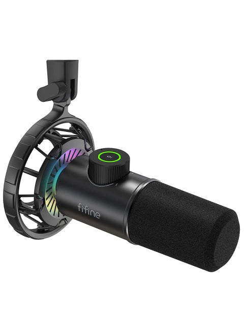 K658 USB Dynamic RGB Gaming Podcast Microphone, with Tap-to-Mute Button, Cardioid Mic with Headphone Jack for Streaming