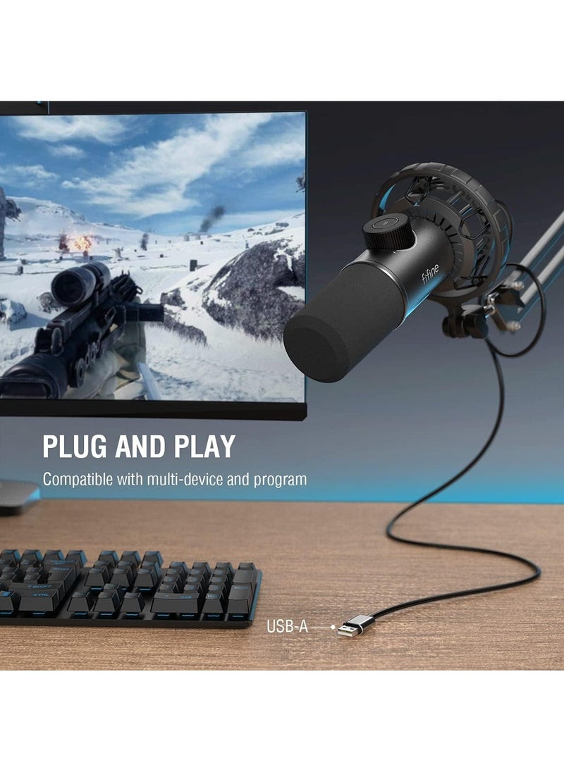 K658 USB Dynamic RGB Gaming Podcast Microphone, with Tap-to-Mute Button, Cardioid Mic with Headphone Jack for Streaming