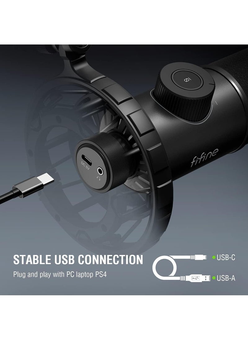 K658 USB Dynamic RGB Gaming Podcast Microphone, with Tap-to-Mute Button, Cardioid Mic with Headphone Jack for Streaming