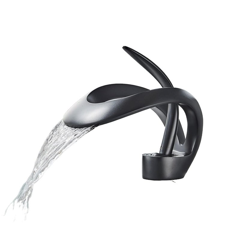 waqif Bathroom Faucet Bathroom Basin Faucet, Grey Bathroom Faucet, Brass Creative Grey Sink Mixer Tap, Hot & Cold Waterfall Basin Faucet - Image 2