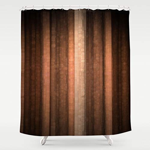 Gibelle Brown Striped Shower Curtain, Orange Copper and Pale Peach Abstract Fall Cool Glass Texture Vintage Ombre Design Bathroom Curtain Waterproof Fabric Shower Curtain, 72x72 - Image 2