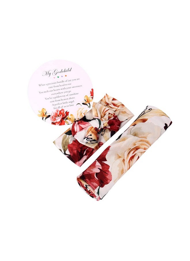 Galabloomer Receiving Blanket Headband Set Flower Print Baby Swaddle Receiving Blankets  - Image 4