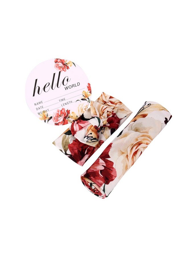 Galabloomer Receiving Blanket Headband Set Flower Print Baby Swaddle Receiving Blankets  - Image 3