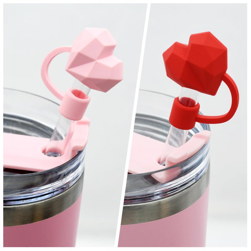 Meitesti Straw Cover Cap for Stanley Cup, Heart-shaped Straw Topper Compatible with 30&40 Oz Tumbler with Handle,10mm 0.4in StrawTips Lids Lover Couple Fun Gifts (2pcs Heart Love Straw Cap) - Image 2