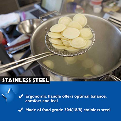 KEISSCO Hicook Stainless Steel Kitchen Spider Strainer Skimmer Ladle Food Dumpling Noodle Strainer for Pasta Spaghetti Noodles and Frying, 7 inches - Image 2