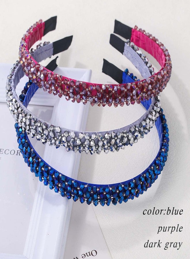 كامبسيس مجموعة كامبسيس من 3 قطع من عصابات الرأس الكريستالية اللامعة، عصابات شعر مزينة بالخرز، حلقات شعر مرصعة بأحجار الراين، إكسسوارات شعر مزخرفة لحفلات أعياد الميلاد والتصوير الفوتوغرافي للنساء - Image 5