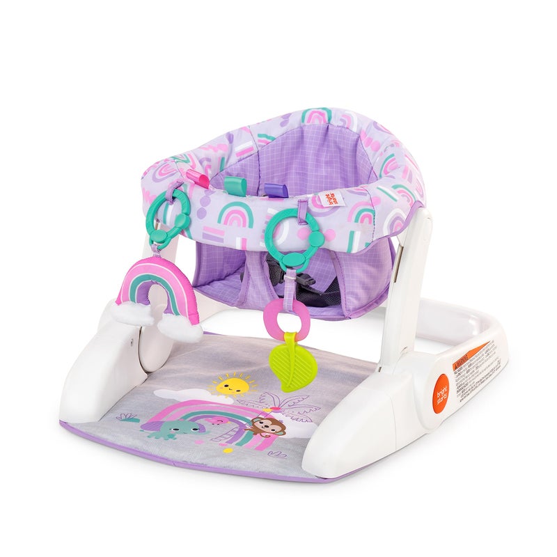 Bright Starts Learn-to-Sit Baby Floor Seat, 2-Positions Grow with Infant, Portable Baby Chair, Includes Sensory Toys, Unisex, 4-12 Months, Purple Paradise - Image 1