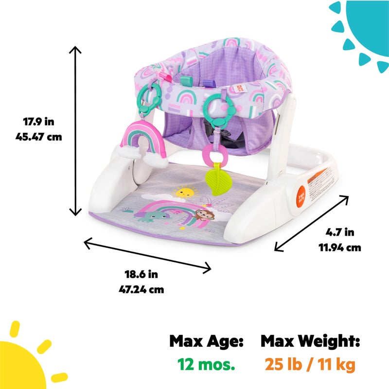 Bright Starts Learn-to-Sit Baby Floor Seat, 2-Positions Grow with Infant, Portable Baby Chair, Includes Sensory Toys, Unisex, 4-12 Months, Purple Paradise - Image 3