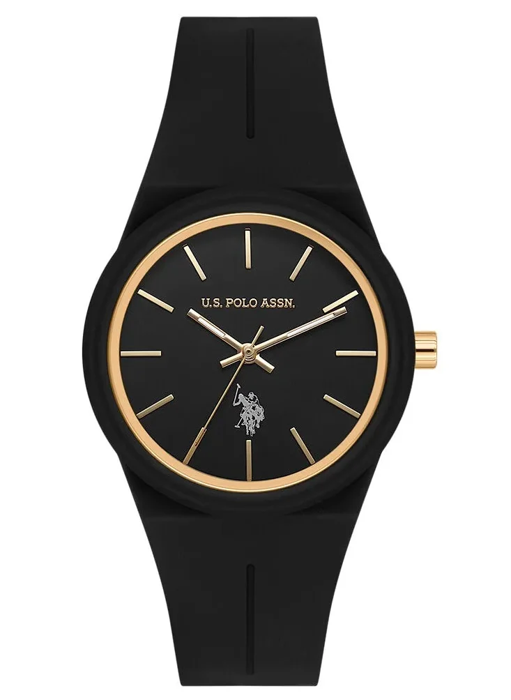 U.S. Polo Assn. Women's 40mm Watch with Black Dial & Black Silicon Strap