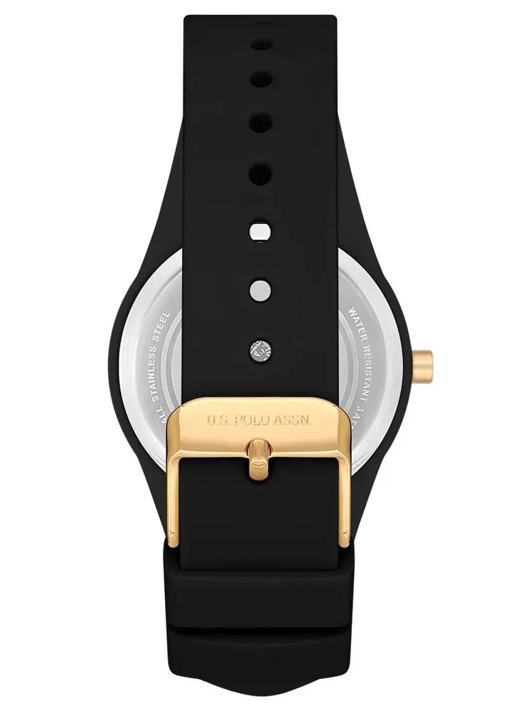 U.S. Polo Assn. Women's 40mm Watch with Black Dial & Black Silicon Strap