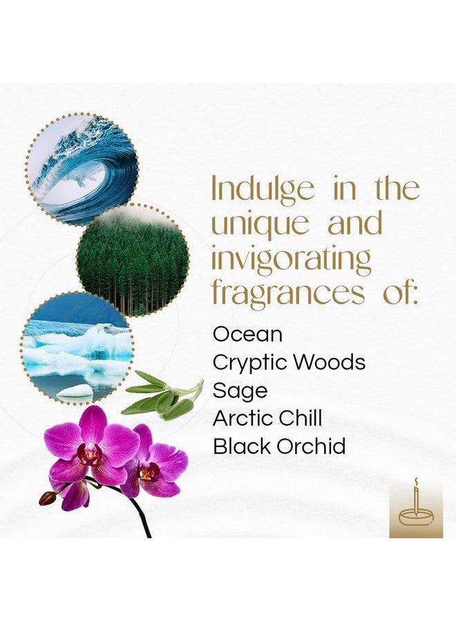 Gonesh - Extra Rich Scented Incense Sticks Variety Pack - Non-Toxic 10” Slow Burn Aromatic Sticks - Ocean, Cryptic Woods, Sage, Arctic Chill, Black Orchid - 5 Packs Of 20 Sticks - Image 2