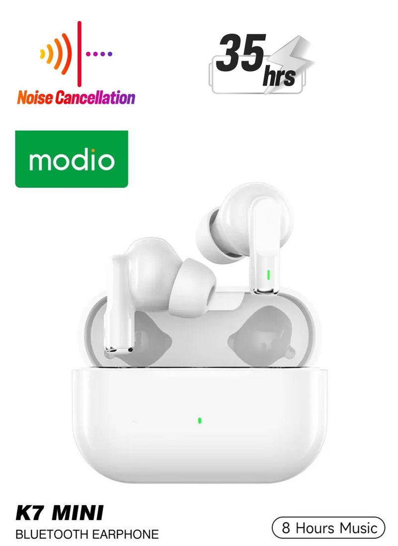 Modio K7 Mini Wireless Stereo Touch Sensor TWS Wireless Bluetooth Headset White With Case