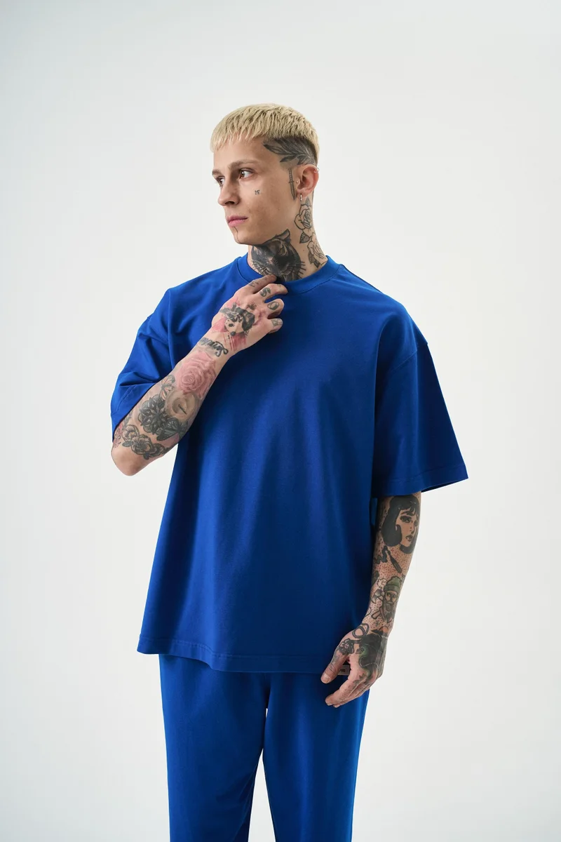 ريسباير تي شيرت رجالي أساسي، أزرق ملكي (ساكس)