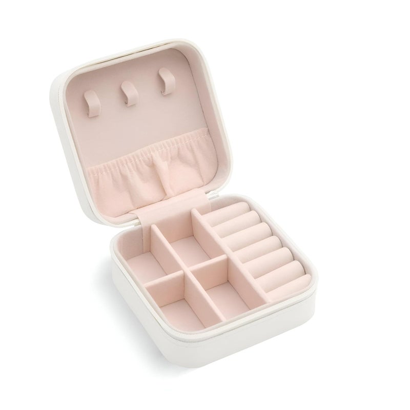 Small jewelry storage boxes (2 pieces) - easy to put in a handbag - a smart solution to prevent losing earrings while on the go. (white) - Image 1
