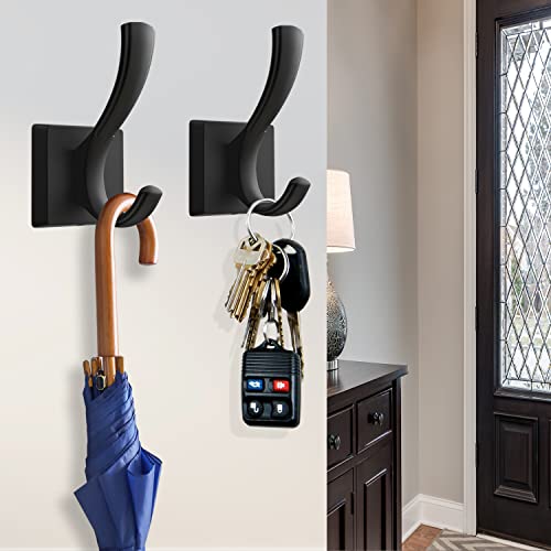 TOFIIGREM Black Hooks for Wall Towel Hooks, Heavy Duty Thick Aluminum Alloy Entryway Coat Hooks for Hanging Key Robe Hat Backpack, Wall Mount Towel Hooks Bath Kitchen Garage Hooks(4 Pack, Black) - Image 4