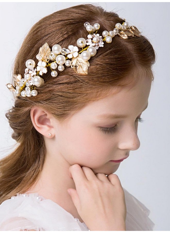 Denifery Bridal Hair Vines Crystal Pearls Flower Wedding Hair Accessories Evening Party Headpiece For Bridesmaid And Flower Girls - Image 1