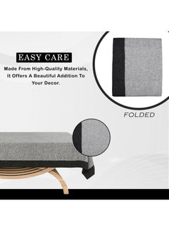 Kuber Industries Kuber Industries Center Table Cover | 40x60 Inch | 4 Seater Kitchen Table Cloth | Tabletop Cover | Tea Table Cover | Decorative Table Cover | Jute Fabric Table Cloth | Plain Black Border | Grey  - Image 4