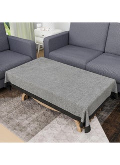 Kuber Industries Kuber Industries Center Table Cover | 40x60 Inch | 4 Seater Kitchen Table Cloth | Tabletop Cover | Tea Table Cover | Decorative Table Cover | Jute Fabric Table Cloth | Plain Black Border | Grey  - Image 1
