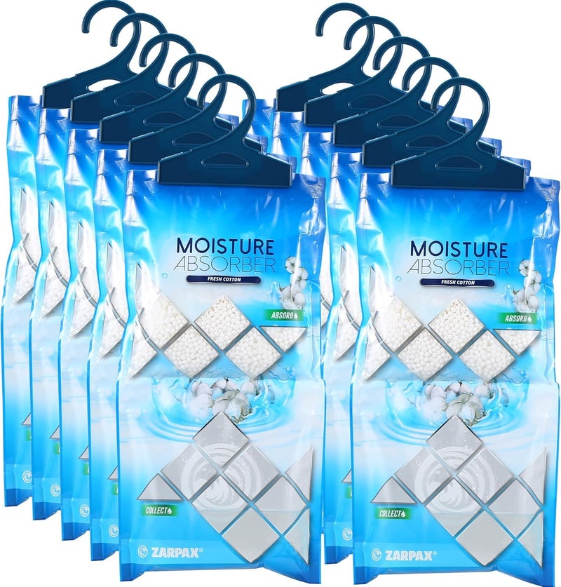 ZARPAX Hanging Moisture Absorber Fresh Cotton 106 oz300g Moisture Absorbing Bags for Bathroom Closet Kitchen Vehicles Removes Moisture Humidity Odors Portable Dehumidifier Set Of 10 - Image 3