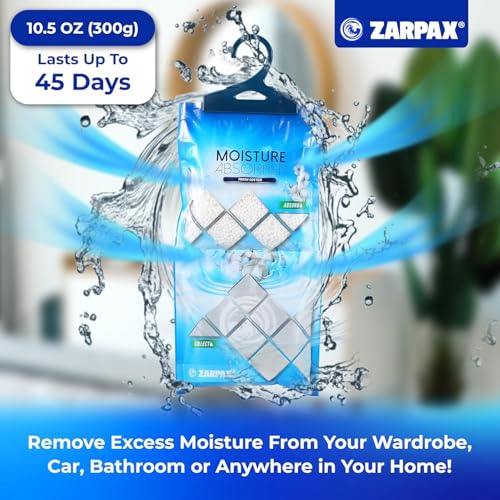 ZARPAX Hanging Moisture Absorber Fresh Cotton 106 oz300g Moisture Absorbing Bags for Bathroom Closet Kitchen Vehicles Removes Moisture Humidity Odors Portable Dehumidifier Set Of 10 - Image 5