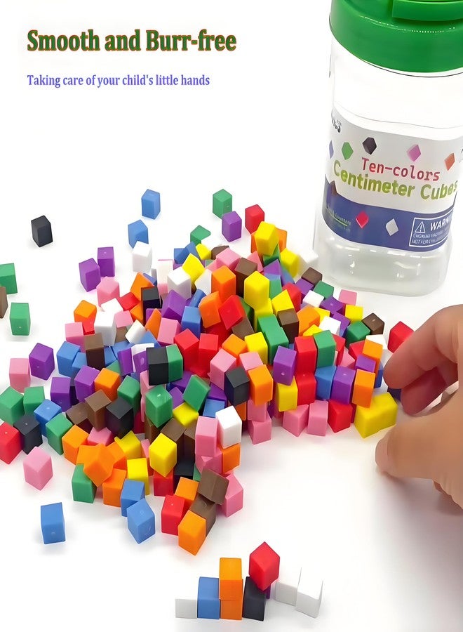 EXBEPE Geometric Solids 300 Pcs,Math Counting Cube,Plastic Color Sorting Stacking Blocks for Kids - Image 3