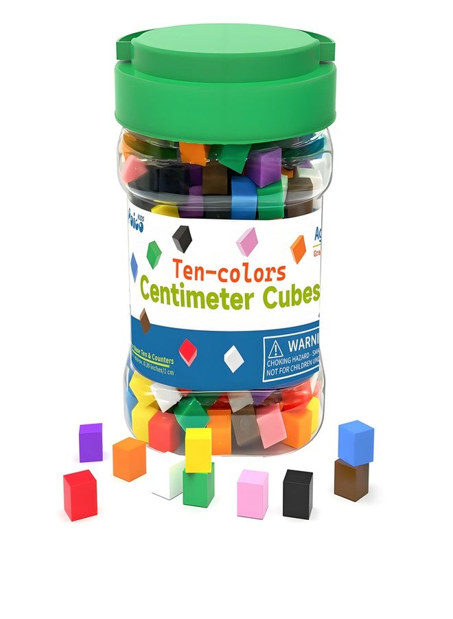 EXBEPE Geometric Solids 300 Pcs,Math Counting Cube,Plastic Color Sorting Stacking Blocks for Kids - Image 1