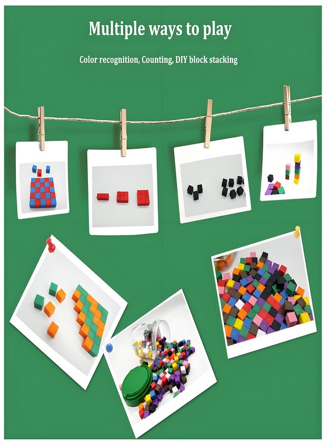 EXBEPE Geometric Solids 300 Pcs,Math Counting Cube,Plastic Color Sorting Stacking Blocks for Kids - Image 5
